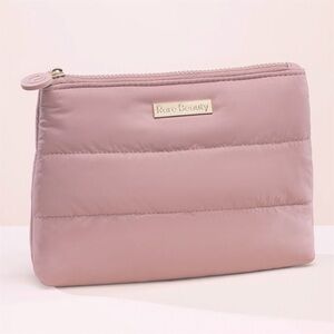 Rare Beauty💄Mauve Pink Puffer Makeup Bag Cosmetic Carrier Travel Pouch NEW
